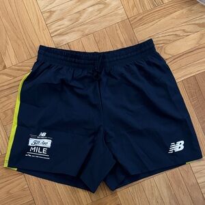 New Balance Men's Black and Yellow Athletic Shorts
